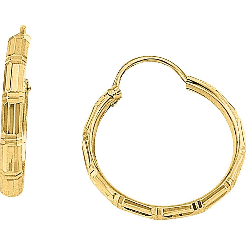 Arracadas Diamantado Bambu 1.8 Cm Oro 10 K + Obsequio