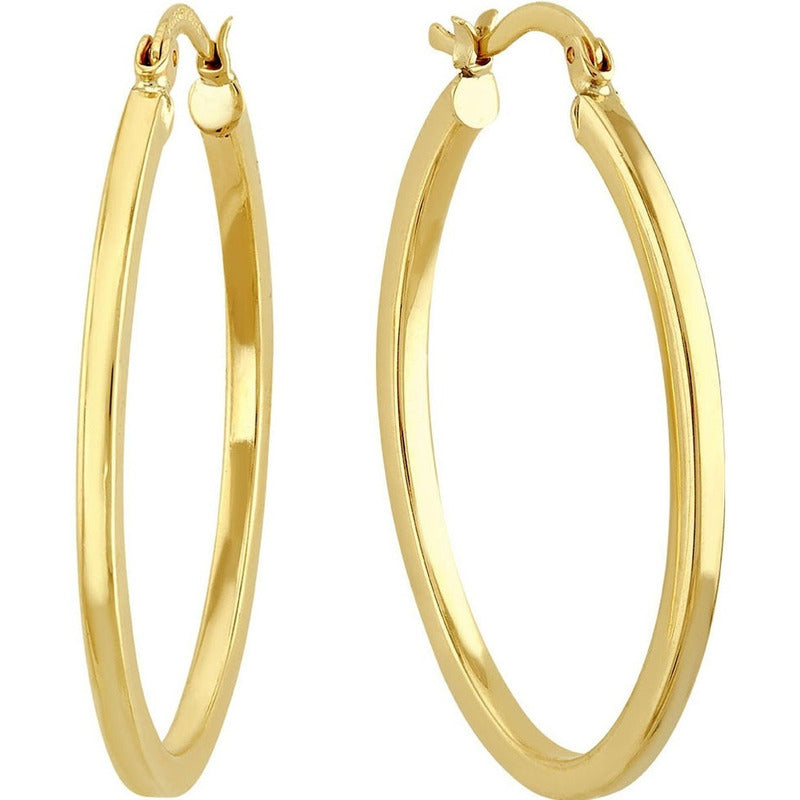 Arracada Oval Tubo Liso En Oro De 10 K + Obsequio + Envio