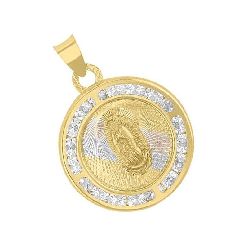 Medalla Guadalupe Rayos 3 Colores En Oro De 14 K + Obsequio