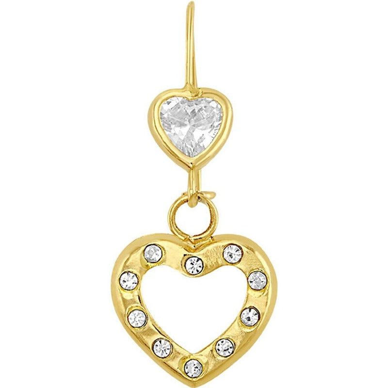 Arete Corazón Lineal En Oro De 10 K + Obsequio + Envio