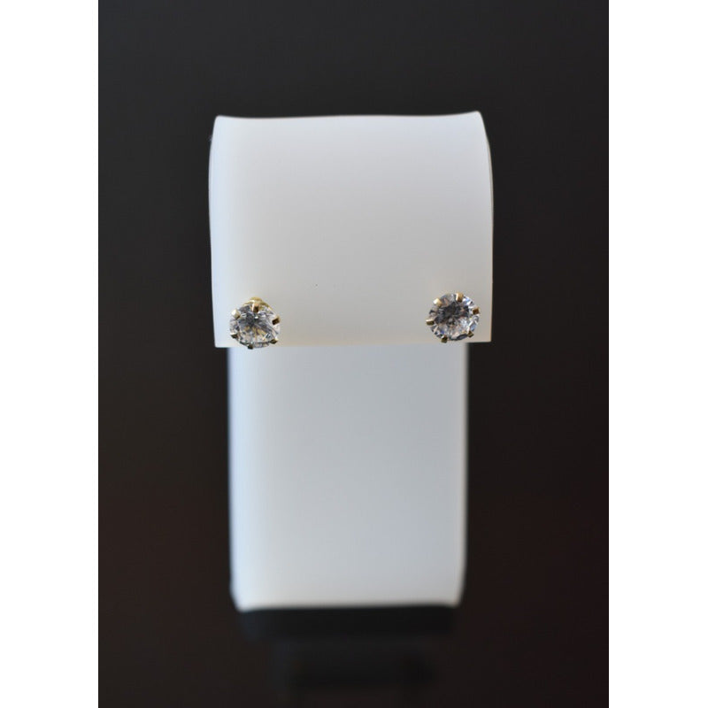 Broqueles Circonia 7 Mm Oro De 10 K + Obsequio