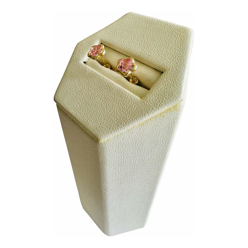 Broqueles Flor Zirconias Rosasoro 10 Kilates + Obsequio