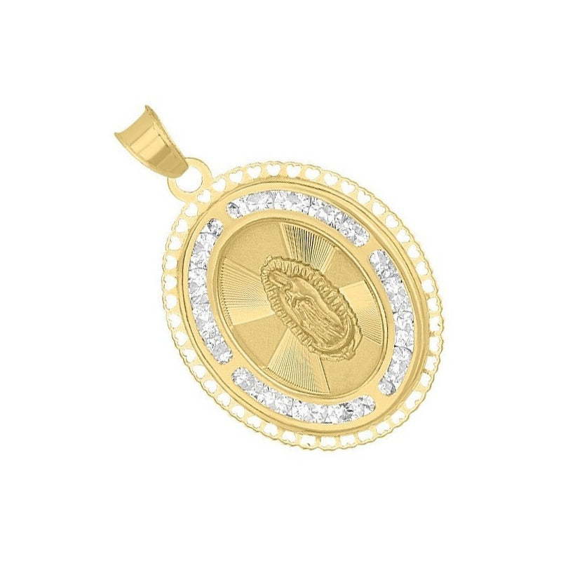 Medalla Oval Guadalupe Ajedrez En Oro De 14 K + Obsequio