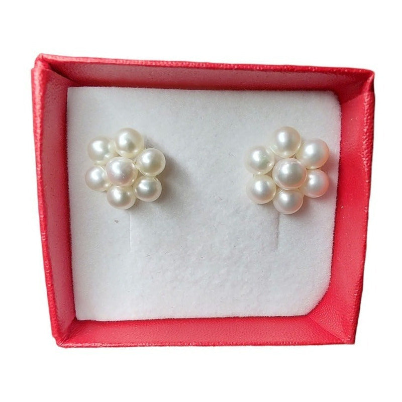 Juego De Collar Y Aretes Elaborado En Oro De 14 K Color Blanco