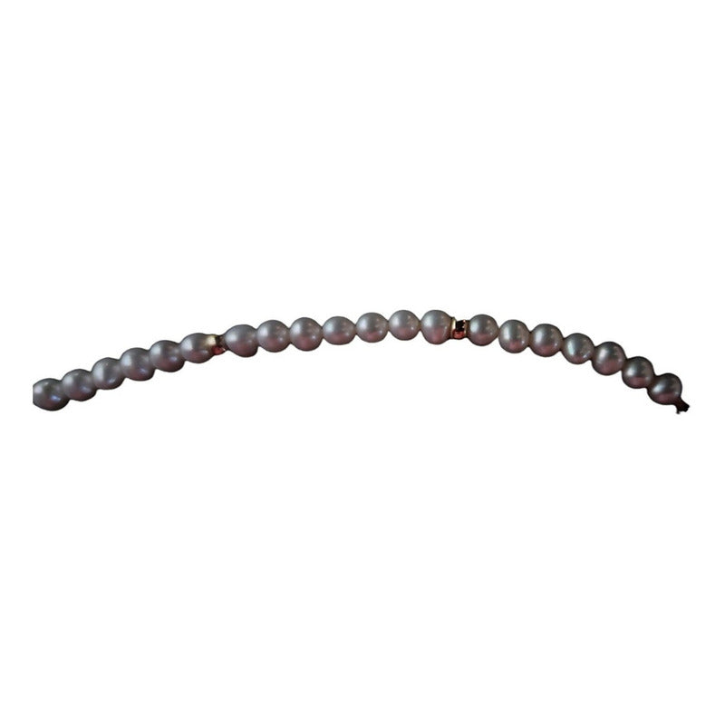 Pulsera Perlas Potato 5.5 Mm Con Donas En Oro De 14 K + Obse Diámetro 17 Cm Largo 17 Cm