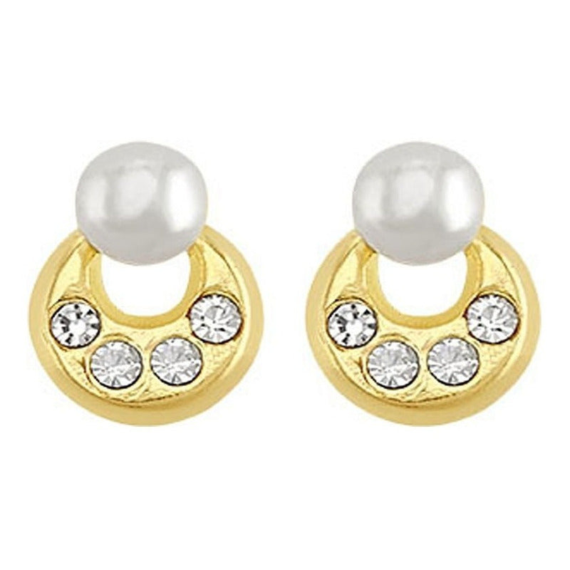 Broquel Luna Perla En Oro De 10 K + Obsequio + Envío