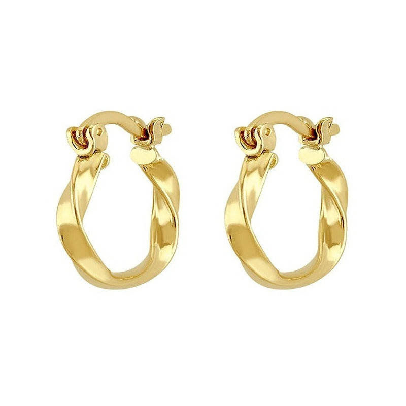 Arracada Torcida Delgada En Oro De 10 K + Obsequio + Envio