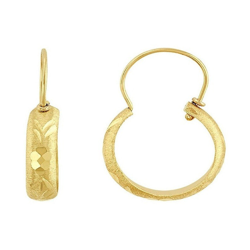 Arracada Mini Angosta Grabada #0 En Oro De 10 K + Obsequio