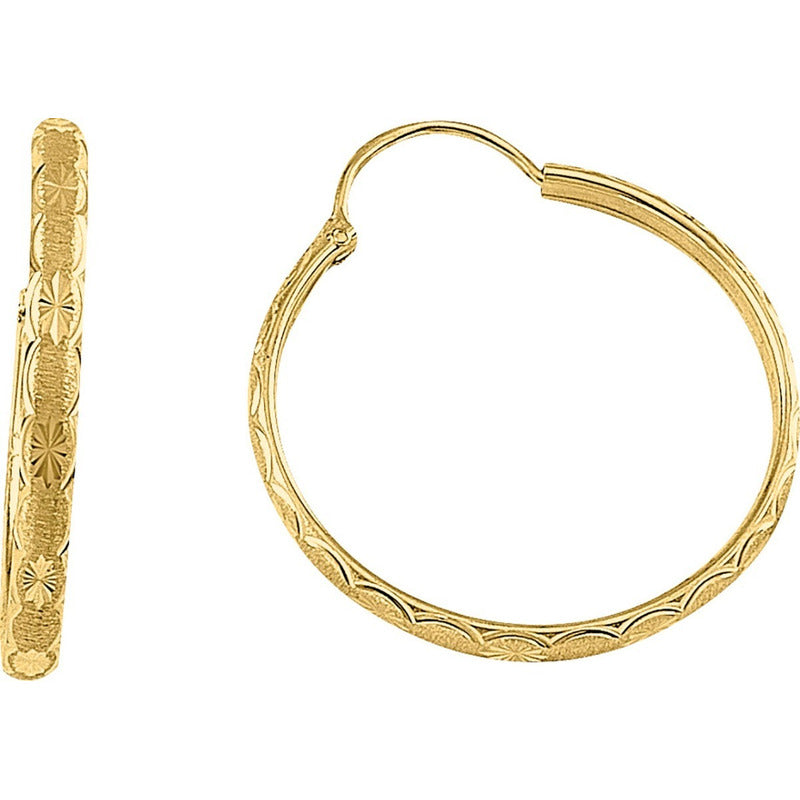 Arracadas Diamantadas 2.5 Cm Oro 10 K + Obsequio