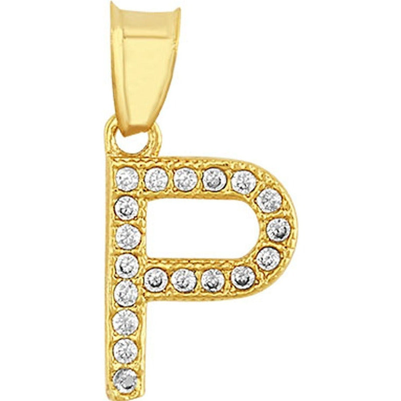 Dije Inicial P Con Zirconias En Oro De 10 K + Obsequio