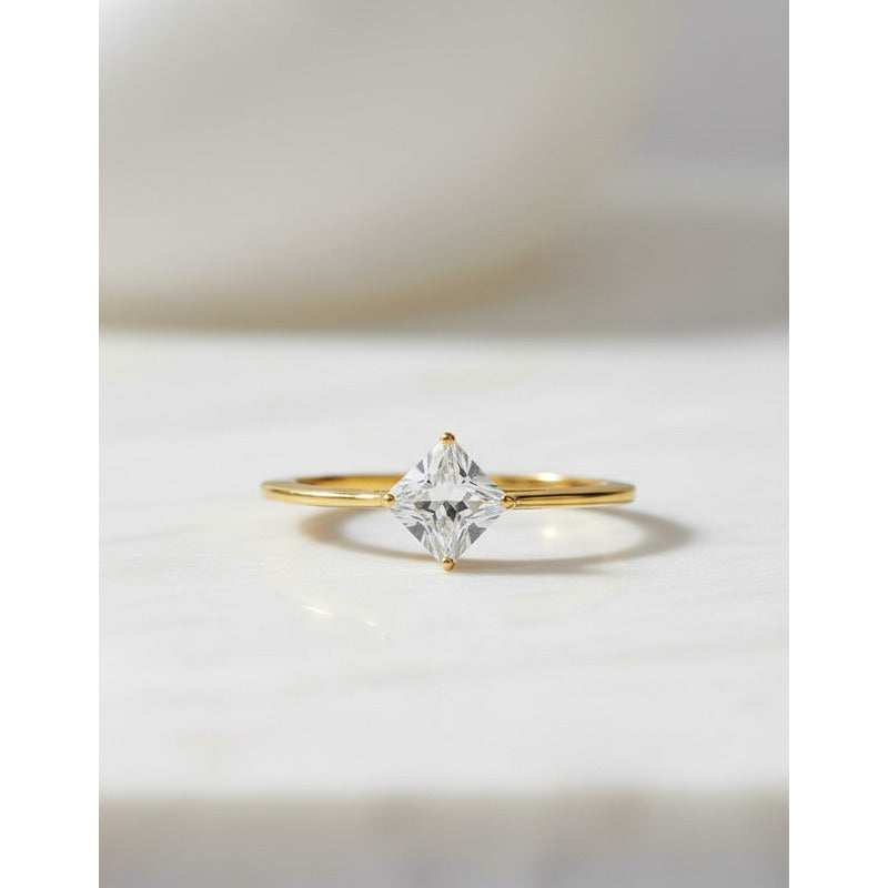 Anillo Oro 18 K Corte Princesa Joyeria M De Leon