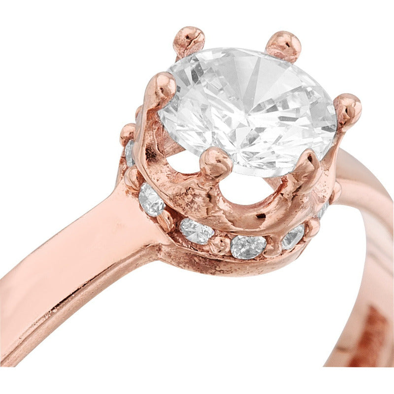 Anillo Compromiso Oro Rosa Montadura Corona 10 K + Obsequio