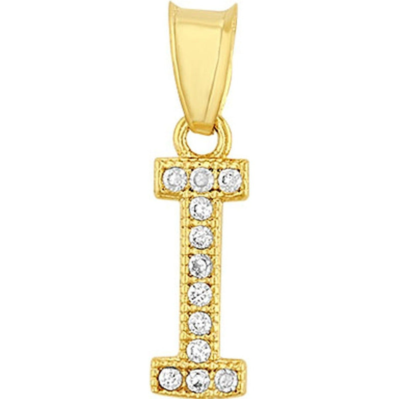Dije Inicial I Con Zirconias En Oro De 10 K + Obsequio