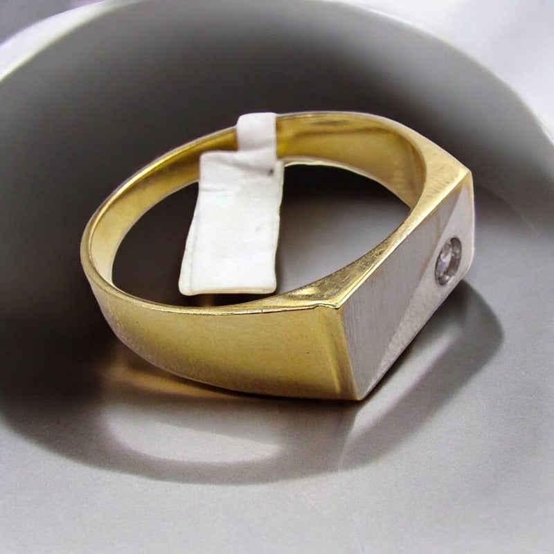 Anillo Sello Mate Joyería M De León Oro 14k + Regalo