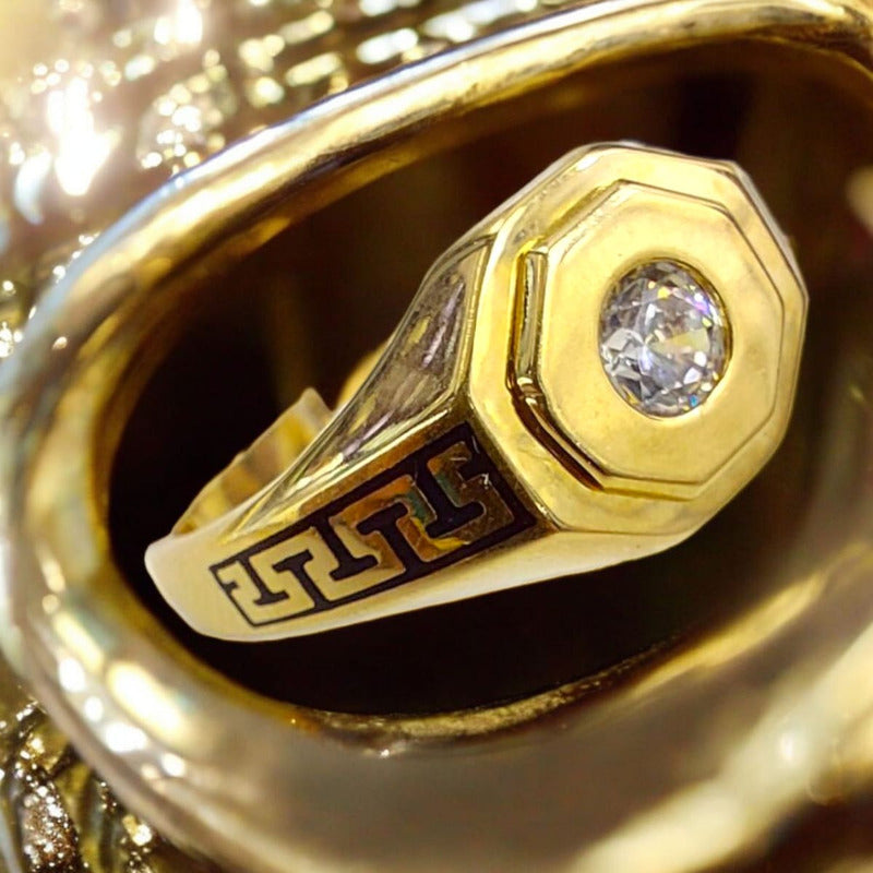 Anillo Estilo Versace Joyería M De León Oro 14k + Regalo