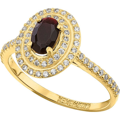 Anillo Roseta Con Circonias Negras Oro 10 K + Obsequio