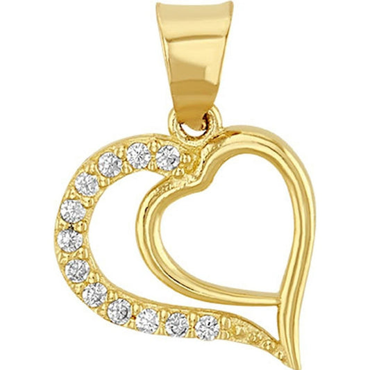 Dije Doble Corazón En Oro De 10 K + Obsequio + Envio