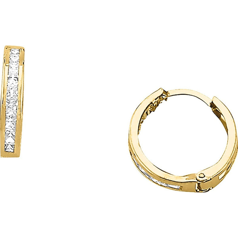 Aretes Huggies Circonias Oro 10 K + Obsequio + Envio