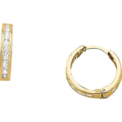 Aretes Huggies Circonias Oro 10 K + Obsequio + Envio