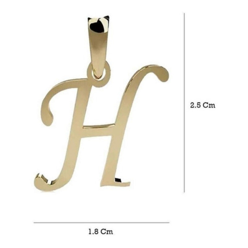 Juego Inicial Letra H Con Cadena 50 Cm Oro 14 K + Obsequio