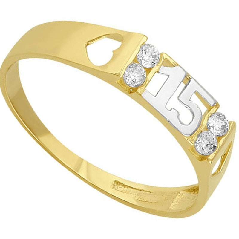 Anillo Plano Para Xv Años En Oro De 10 K + Obsequio + Envio