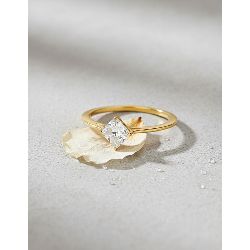 Anillo Oro 18 K Corte Princesa Joyeria M De Leon