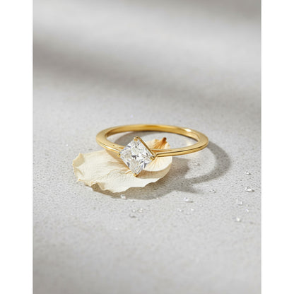 Anillo Oro 18 K Corte Princesa Joyeria M De Leon