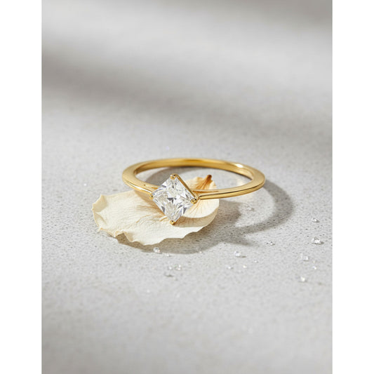 Anillo Oro 18 K Corte Princesa Joyeria M De Leon