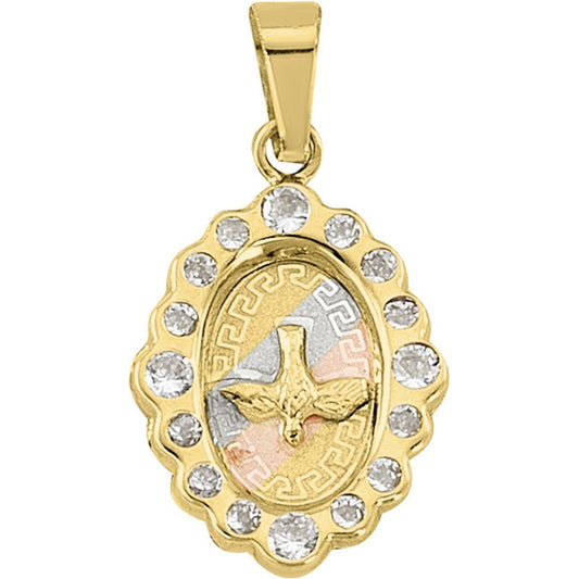 Collar Medalla Espiritu Santo 3 Oros Zirc 10 K + Obsequio