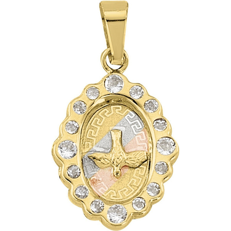 Medalla Espiritu Santo Grecas Circonias 3 Oros 10 K+obsequio