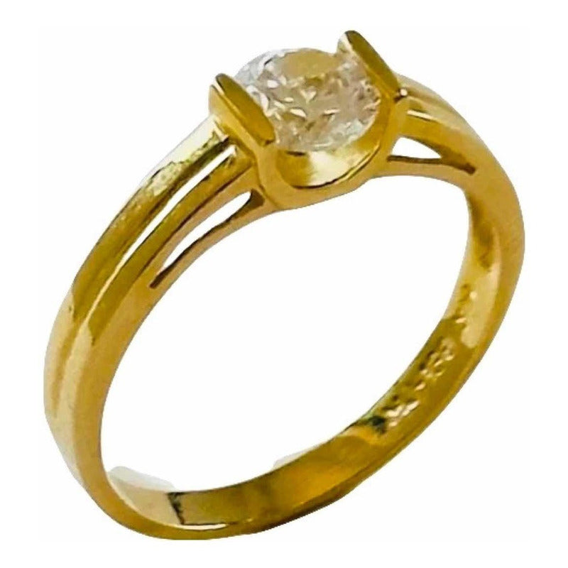 Anillo Compromiso Mont. Cuadrada Oro 14 K Zirconias + Obsequ