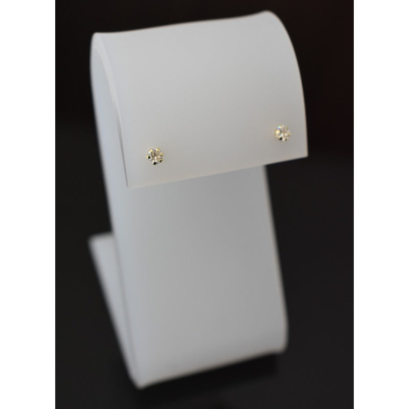 Broqueles Circonia Blancos Para Bebé 3 Mm Oro De 14 K