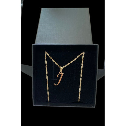 Juego Inicial Letra J Con Cadena 50 Cm Oro 14 K + Obsequio