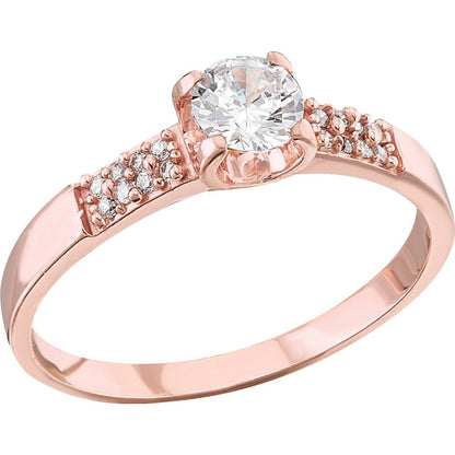 Anillo Compromiso Oro Rosa Circonias 10 K + Obsequio