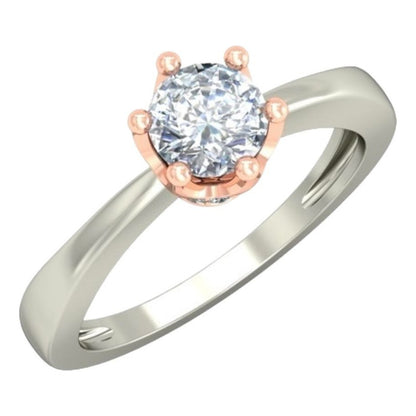 Anillo Solitario Corona Oro Blanco Y Oro Rosa 18 Kilates