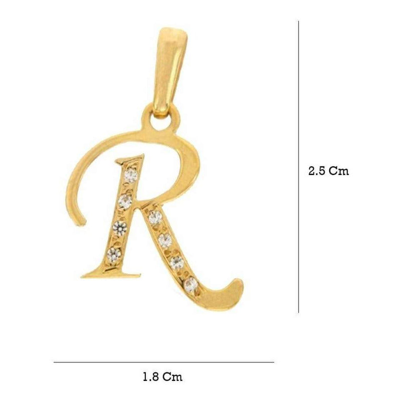 Dije Inicial Letra R Con Circonias Oro 14 K + Obsequio