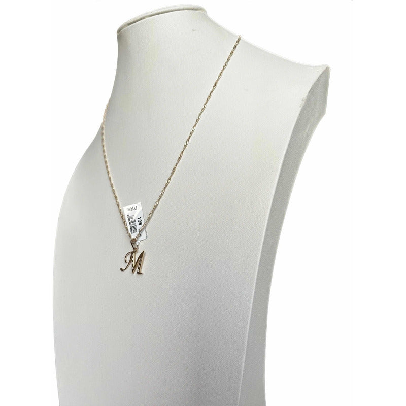 Dije Inicia Letra M Con Circonias Oro 14 K + Obsequio