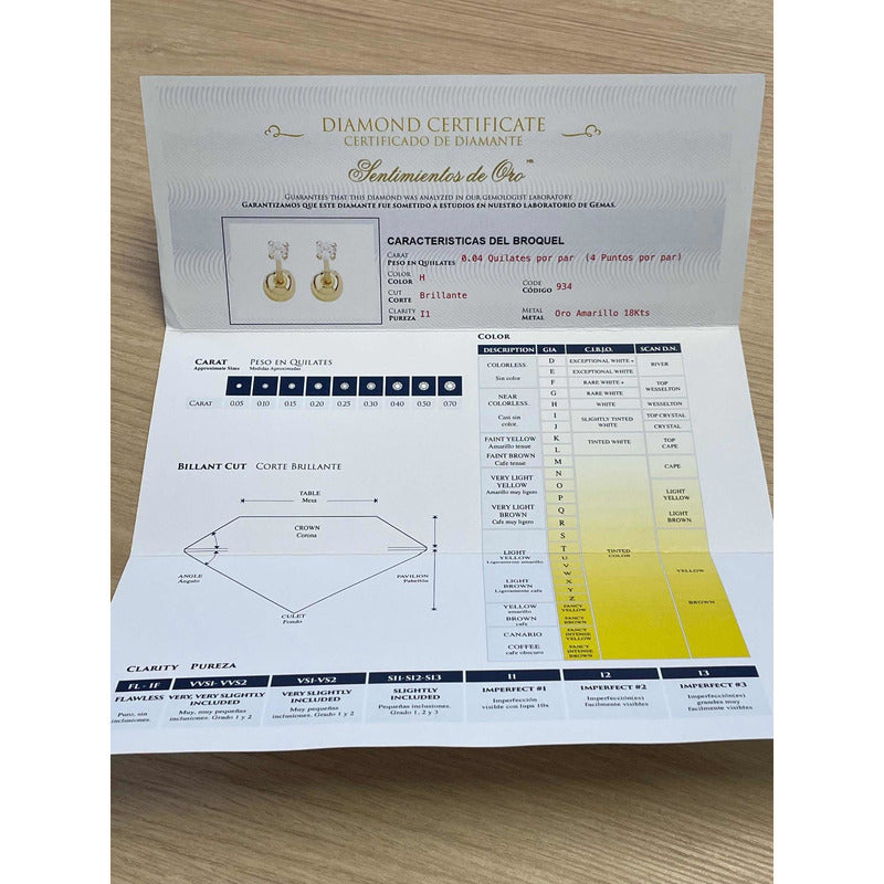 Broqueles Oro 18 Kilates Con Diamante Natural  + Obsequio