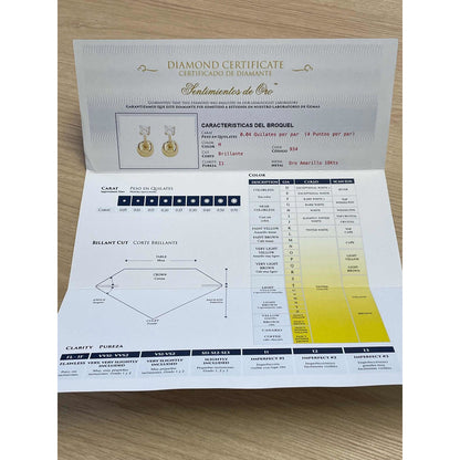 Broqueles Oro 18 Kilates Con Diamante Natural  + Obsequio