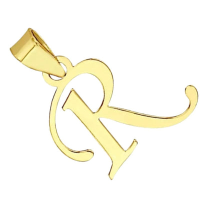 Juego Collar Letra R Lisa + Aretes Bola 10 K. + Regalo