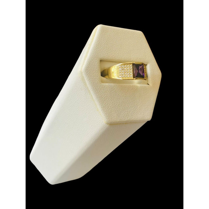 Anillo Caballero Zirconias Oro 10 K + Obsequio