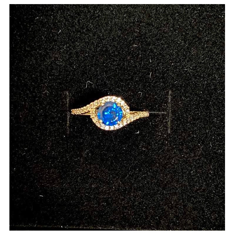 Anillo Con Zafiro Sintetico Oro 10 K + Obsequio
