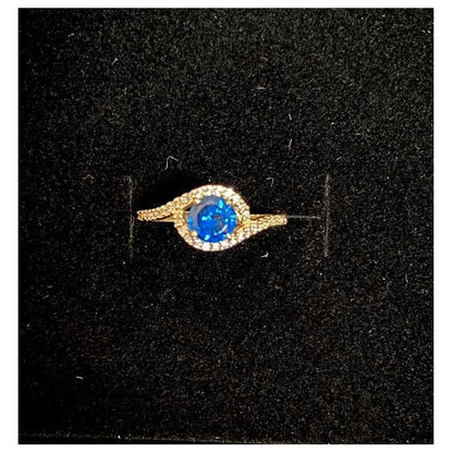 Anillo Con Zafiro Sintetico Oro 10 K + Obsequio