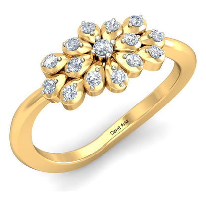 Anillo Flor De Cristal Joyería M De León Oro 10k + Regalo