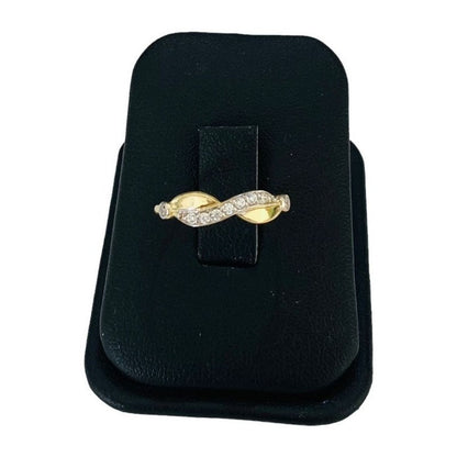 Anillo Doble Infinito 2 Oros 10 Kilates Zirconias + Obsequio