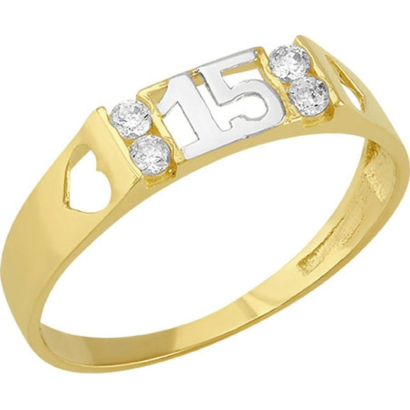 Anillo Plano Para Xv Años En Oro De 10 K + Obsequio + Envio