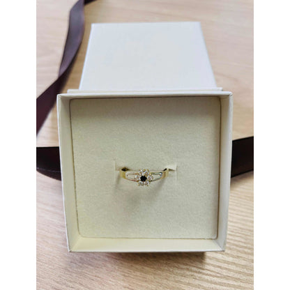 Anillo Flor Con Onix Y Circonias Oro 10 K + Obsequio