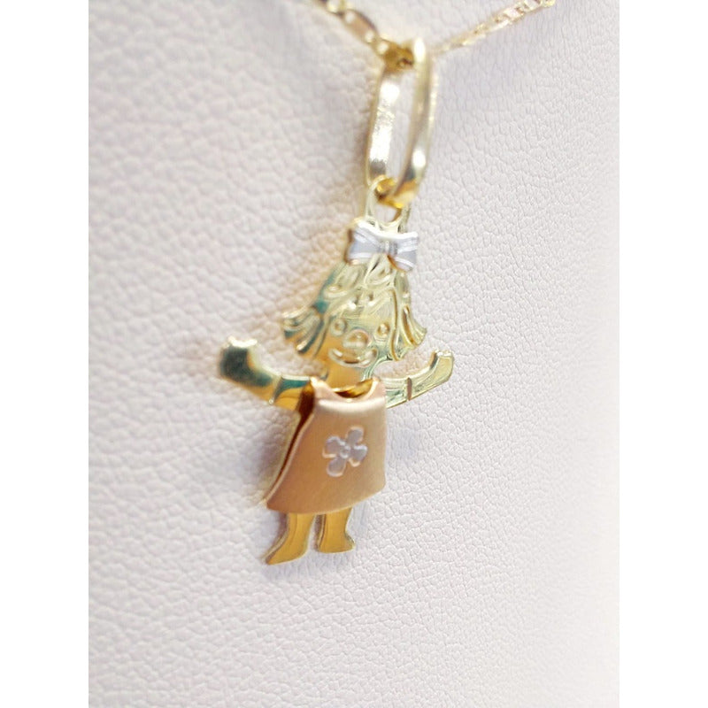 Kit Cadena Singapur + Dije Niña 3 Oros 10 K. + Obsequio