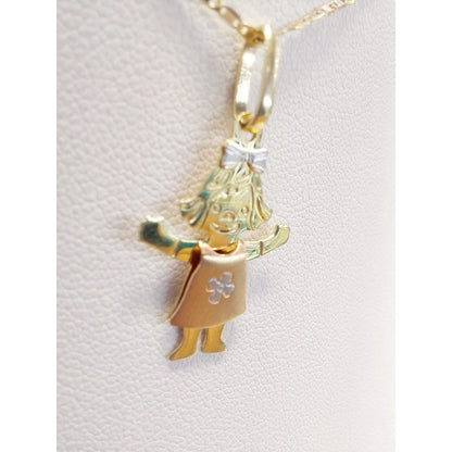 Kit Cadena Singapur + Dije Niña 3 Oros 10 K. + Obsequio