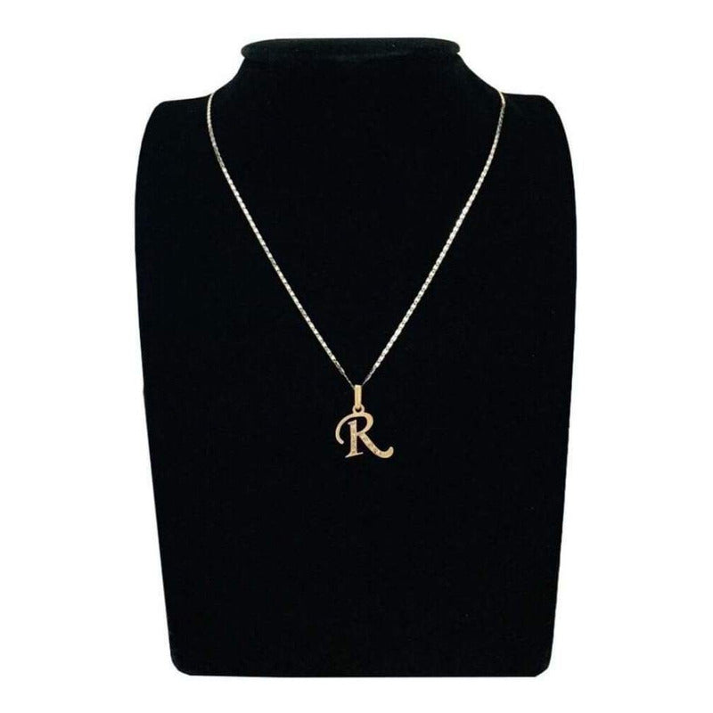 Dije Inicial Letra R Con Circonias Oro 14 K + Obsequio